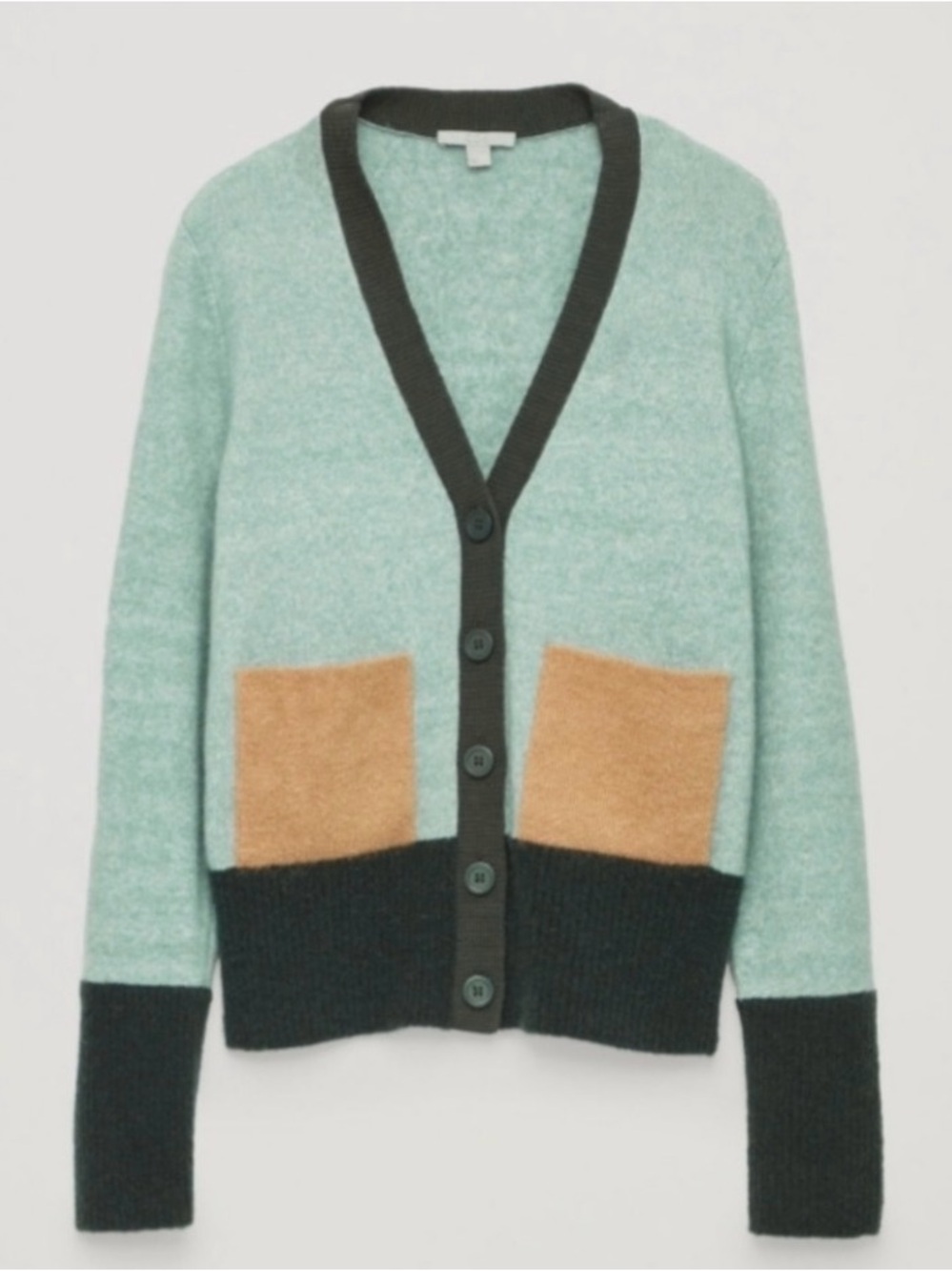 COS Wool  Colorblock Neutral Earthy Tones Button-up Cardigan